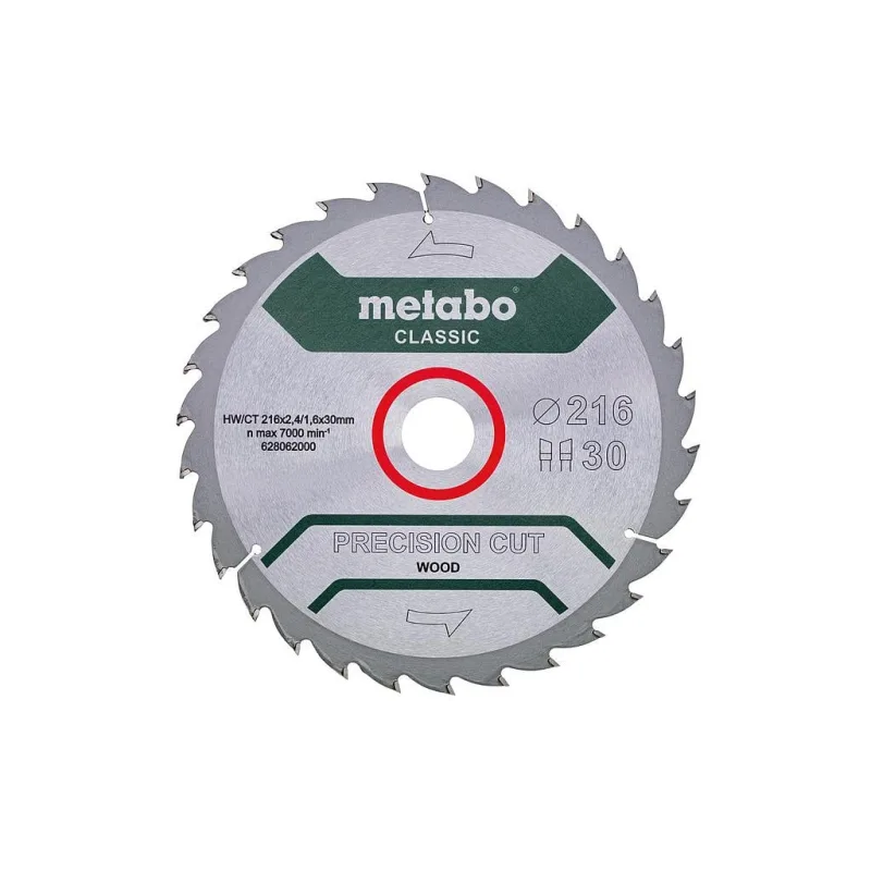 METABO 628062000 - Hoja de sierra Precision Cut Classic 216x30 mm dientes 30 WZ 22°