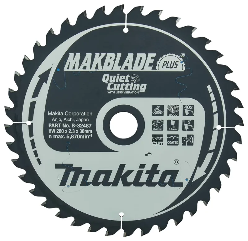 Makita B-32487 Hoja de Sierra Circular TCT 260x30mm 40T Madera