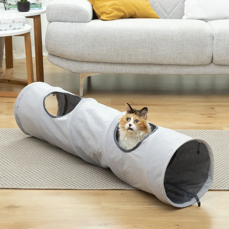 Túnel Plegable Funnyl InnovaGoods para Mascotas Gris Ø25x114 cm