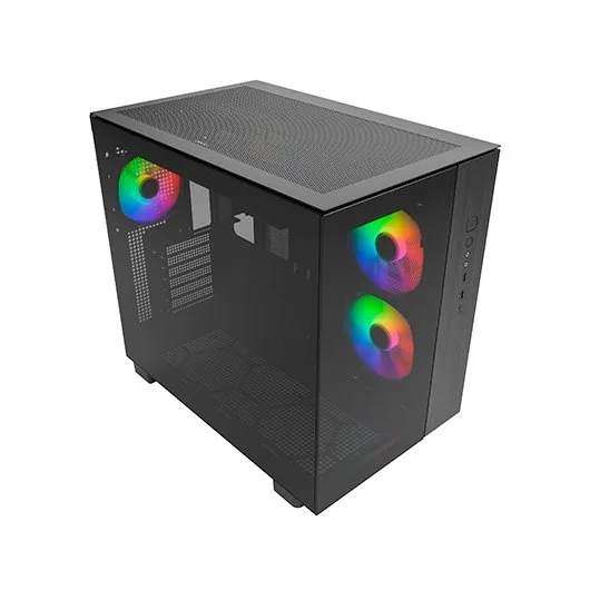 MONTECH King 65 Pro ATX Mid Tower Gaming - Carcasa para PC, cámara Doble, Paneles de Malla de Alto Flujo de Aire, Compatible con RTX 40, 3 Ventiladores ARGB preinstalados, Acceso sin Herramientas,