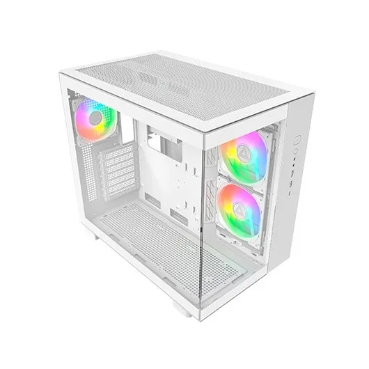 MONTECH King 65 Pro ATX - Carcasa para PC de Media Torre para Juegos, cámara Doble, Paneles de Malla de Alto Flujo de Aire, Compatible con RTX 40, 3 Ventiladores ARGB preinstalados, Acceso sin
