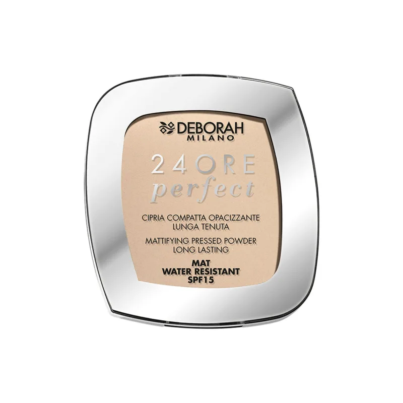 Deborah Milano - Polvo compacto, 24 horas Perfect SPF 15, N1 Light Beige, textura ultrafina, mate, calmante y regenerador adecuado para pieles sensibles, 9 g