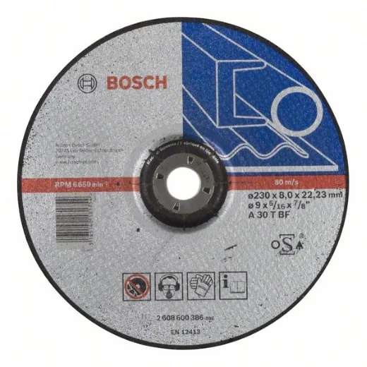 Bosch 2 608 600 386 - Disco de desbaste acodado Expert for Metal - A 30 T BF, 230 mm, 8,0 mm (pack de 1)