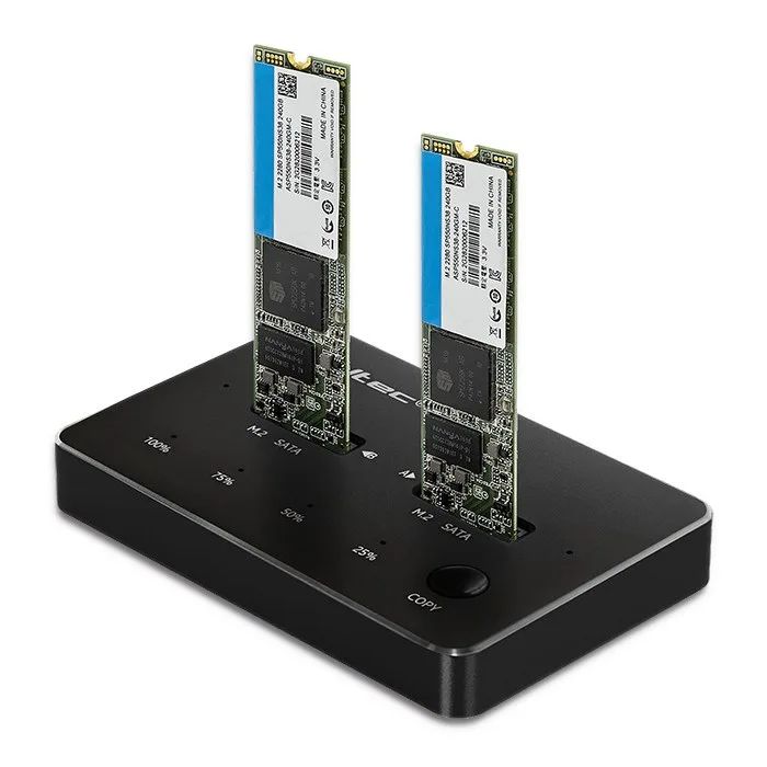 Qoltec 50310 estación de acoplamiento de unidades 2x ssd m.2 sata | ngff | usb tipo c