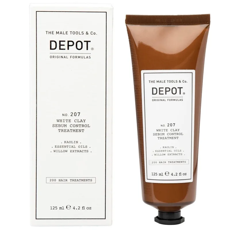 Depot 200 Hair Treatments No. 207 Kaolin Scalp Treatment Cream Mask, 125 ml, tratamiento capilar para regular el sebo, máscara para el cuero cabelludo