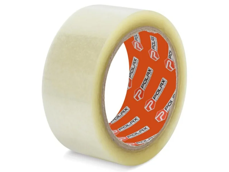 POLAX, modelo 101-050, Cinta de embalaje transparente 48 mm x 55 m, ideal para cajas y paquetes, adhesivo fuerte, uso doméstico e industrial, alta resistencia y durabilidad