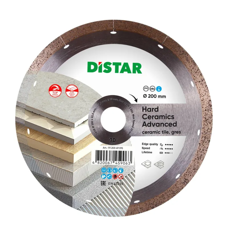 Disco Diamantado Distar Hard Ceramics Advanced 200mm - Corte Profesional en Cerámica y Porcelanato