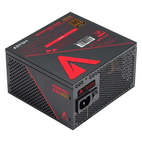 ABYSM Gaming Fuente de Alimentación MORPHEO GX5 650W ATX 80 Plus Bronze - Ventilador con Control Térmico de 120 mm - Condensadores Japoneses - PCI-E 6+2 Pin