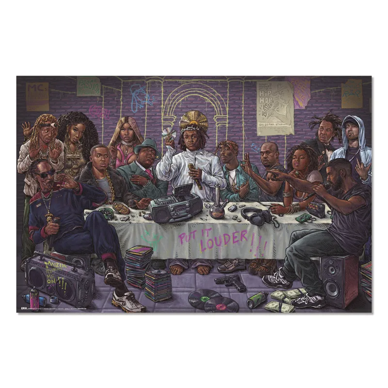 Grupo Erik Poster La última cena del HIP HOP - Laminas decorativas 61x91,5cm a todo color | Posters para pared ideal decoración habitación
