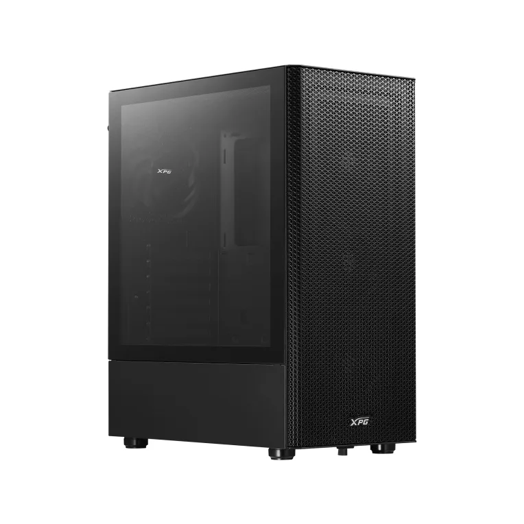 XPG Valor Mesh - Caja compacta ATX de Torre Media, diseño de Panel Frontal de Malla, Panel Lateral de Vidrio Templado de 3 mm, 4 Ventiladores de 120 mm preinstalados