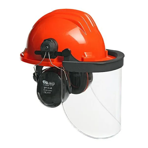 Casco de construcción profesional con protección facial y protección auditiva, casco de seguridad, color naranja