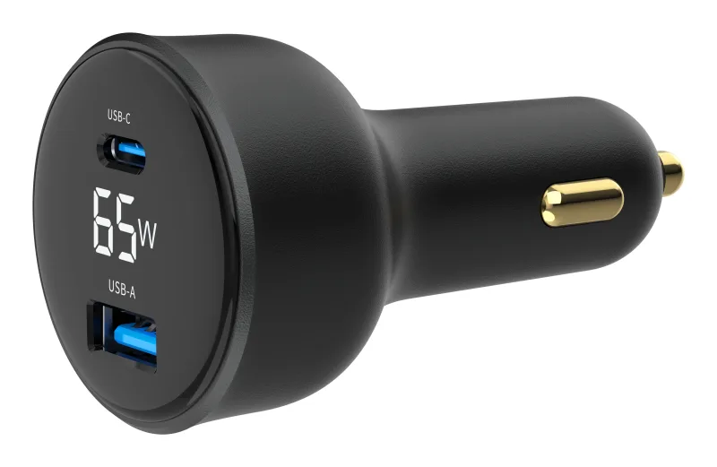 Gembird TA-UC-AC2PD65LCD-CAR-01 cargador de dispositivo móvil Universal Negro Encendedor de cigarrillos Carga rápida Auto