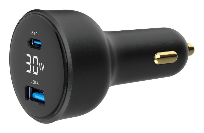 Gembird TA-UC-AC2PD30LCD-CAR-01 cargador de dispositivo móvil Universal Negro Encendedor de cigarrillos Carga rápida Auto