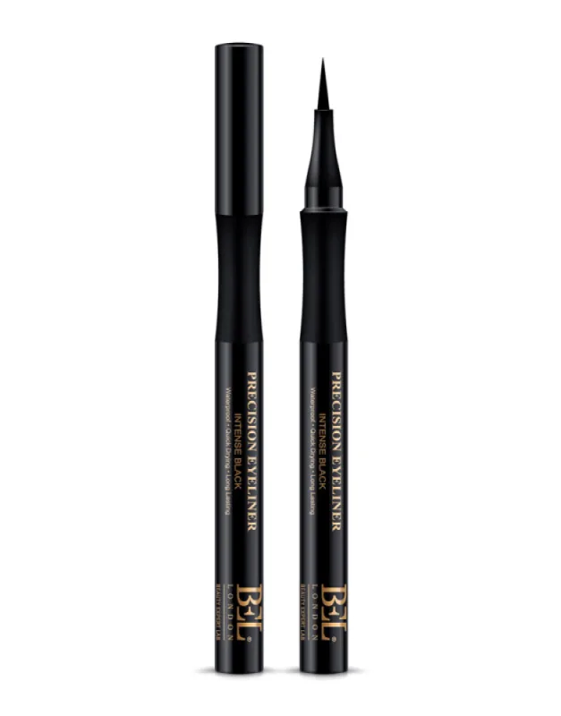 Bel London Precision Delineador de ojos negro extra: delineador de ojos negro intenso con exceso de aceite, acabado mate elegante y pincel aplicador de rotulador simple, lápiz delineador de ojos negro