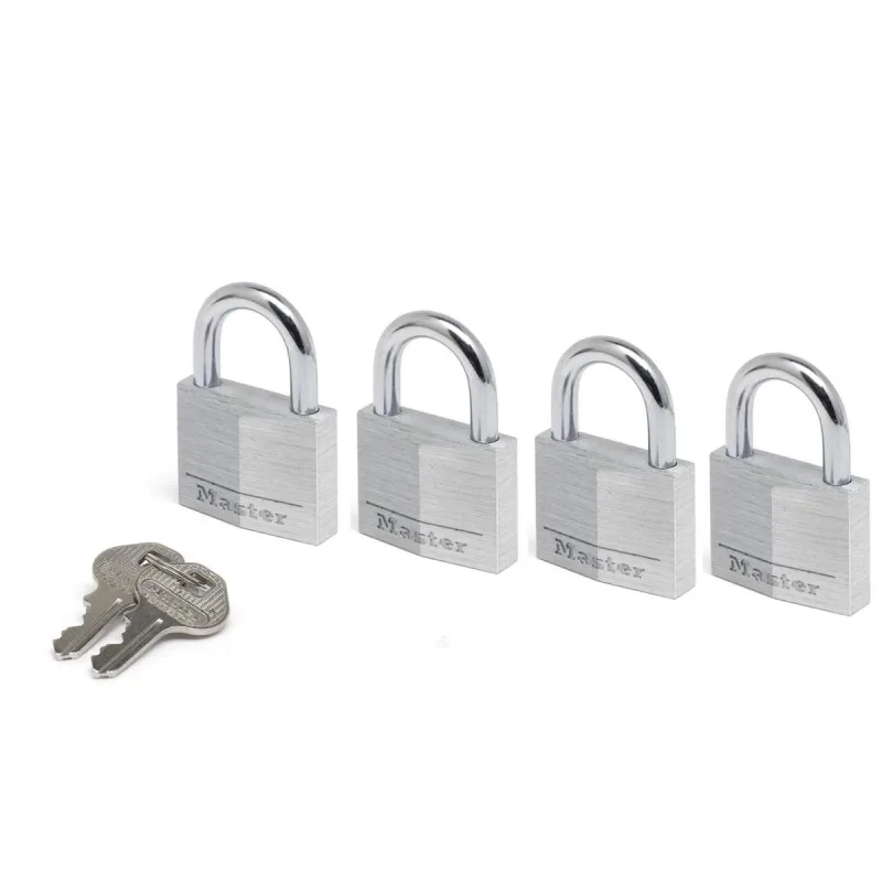 Master Lock 9140EURQNOP - Candado con llave (aluminio macizo, 4 x 5,9 x 1,3 cm), color gris