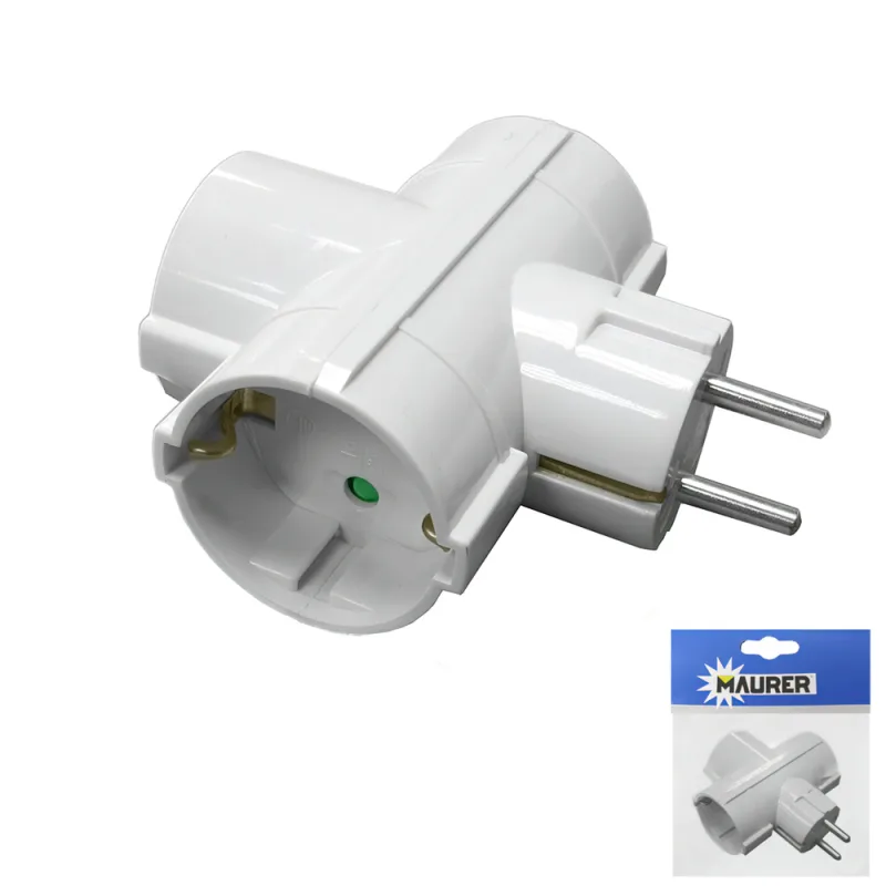 Adaptador triple schuko 16 a 250 v.