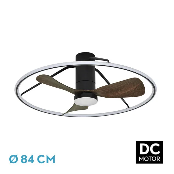 FABRILAMP Ventilador Dc Oporto 56w Neg/marr 3asp.84d 5600lm 3000-4000-6000k 6vel Remot,tempo,3int.rg