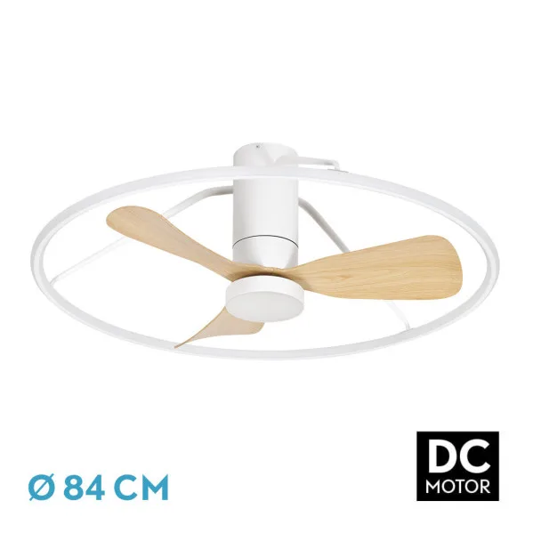 FABRILAMP Ventilador Dc Oporto 56w Blan/haya 3asp.84d 5600lm 3000-4000-6500k 6vel Remot,tempo,3int.rg