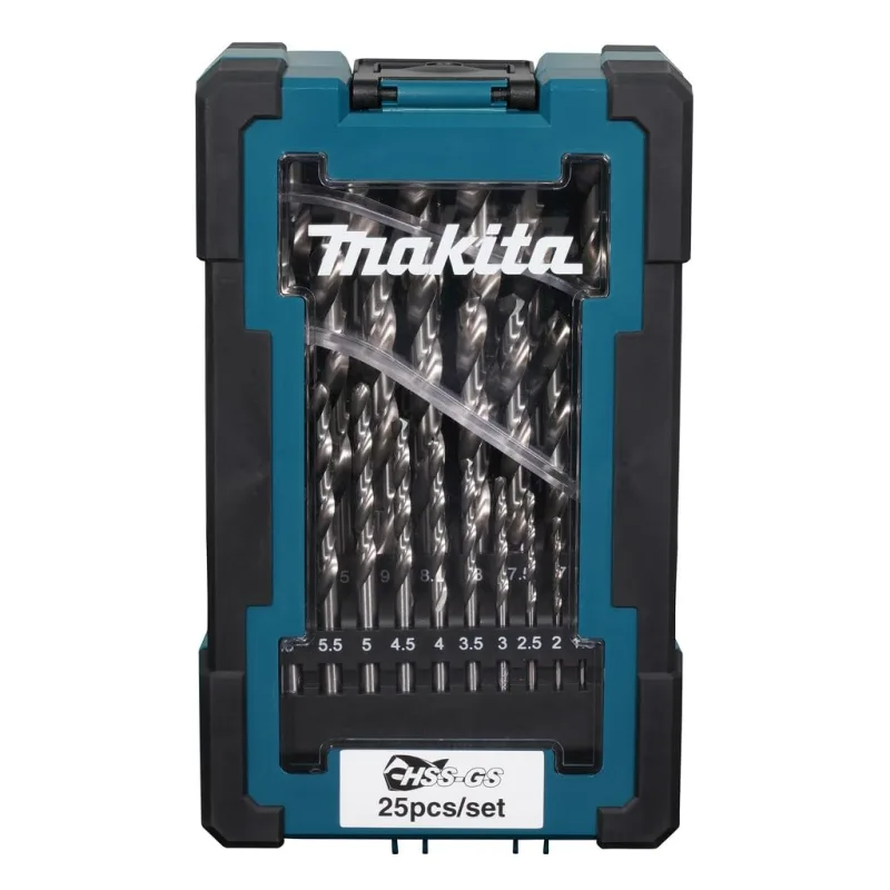 Makita HSS GS - Juego de brocas para metal (25 piezas, 2-5,5 mm, caja de almacenamiento)