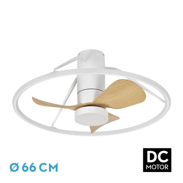 FABRILAMP Ventilador Dc Oporto 46w Blan/haya 3asp.66d 4600lm 3000-4000-6500k 6vel Remot,tempo,3int.rg