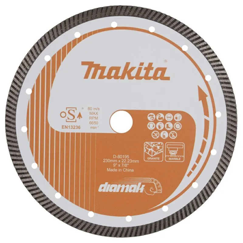 Makita tarcza diamentowa 230x22,23mm segment (sucho/mokro) beton, kamień