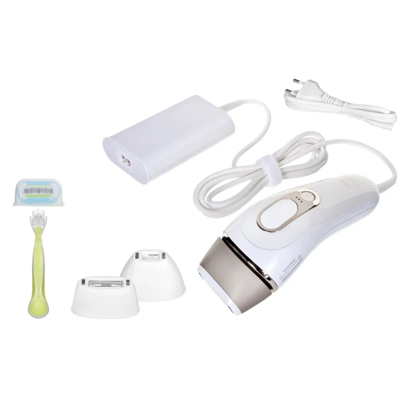 Braun Luz Pulsada Silk-expert Pro 5, Alternativa a Depiladora Laser, Eliminación Del Vello En Casa, Depiladora IPL Con Funda, Maquinilla Venus, 4 Cabezales Para Cara y Cuerpo, Blanca/Dorada, PL5382