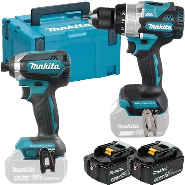 Kit Combinado Inalámbrico Makita 18V DLX2432TJ (Taladro DDF486 + Atornillador de Impacto DTD153) con 2 Baterías de 5.0Ah y Estuche Makpac