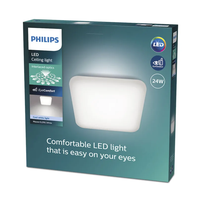 Philips Led Techo Malva 24W 43X43X7.5Cm Blanco Metal (4000K)