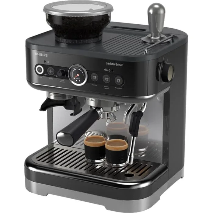 PHILIPS Barista Brew PSA3218/10 - Máquina de espresso semiautomática, 15 bar, manual de leche frothing, amoladora integrada, color negro