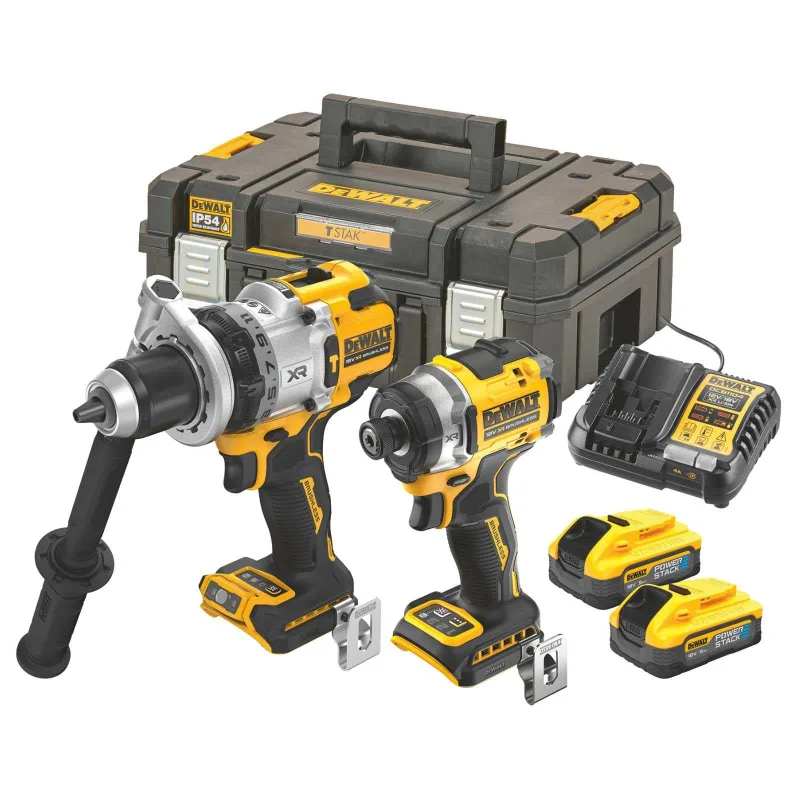 Kit Combo DEWALT 18V DCK2200H2T (DCD1007 + DCF860), 2x5.0Ah Powerstack, TSTAK, Taladro Percutor y Llave de Impacto, Potente y Compacto para Trabajos Profesionales