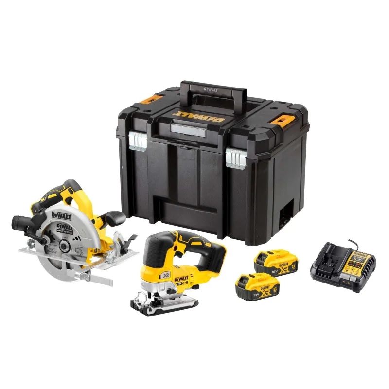 Kit Combo DEWALT 18V DCK2012P2T (DCS570 + DCS334), 2x5.0Ah, Alta Potencia, Incluye Sierra Circular y Serrar para Cortes Precisos, Ideal para Proyectos Profesionales