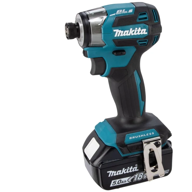 Atornillador de Impacto Makita DTD173RTJ 18V 180Nm con 2 baterías de 5.0Ah y cargador rápido, diseño compacto y motor sin escobillas