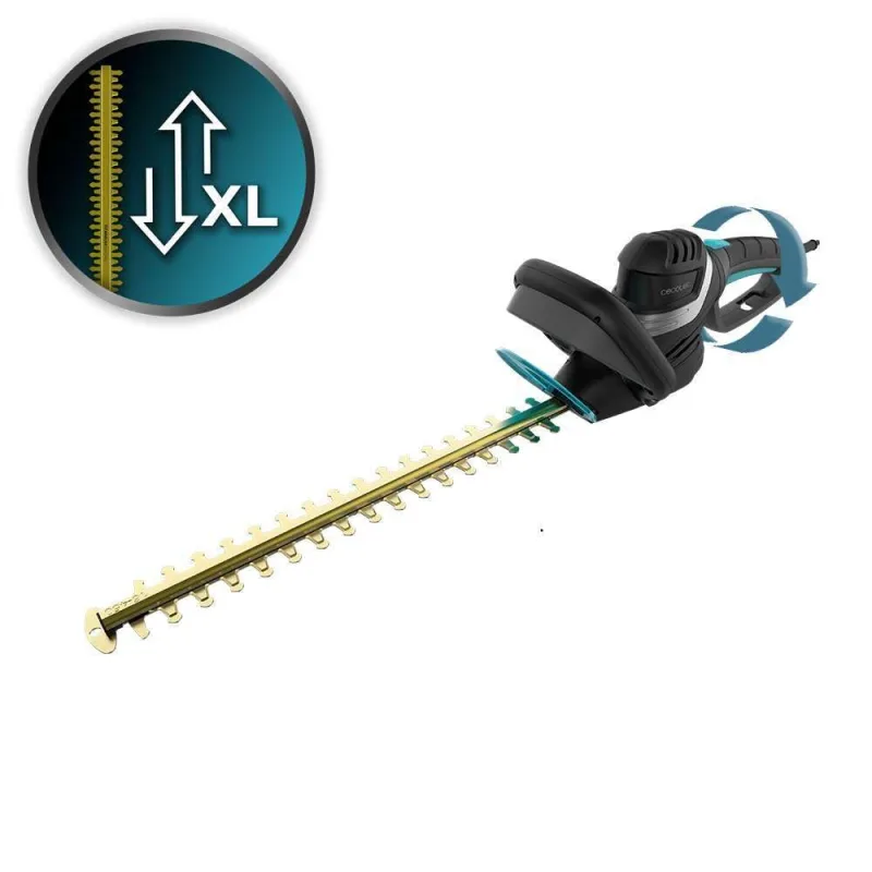 Cecotec Cortasetos Longitud Corte hasta 61cm TitaniumSword 610 XL. 500W, Motor sin Escobillas, Brushless, Cuchillas de Titanio, Ramas hasta 20mm, Mando Rotatorio, Sistema de Encendido de Seguridad