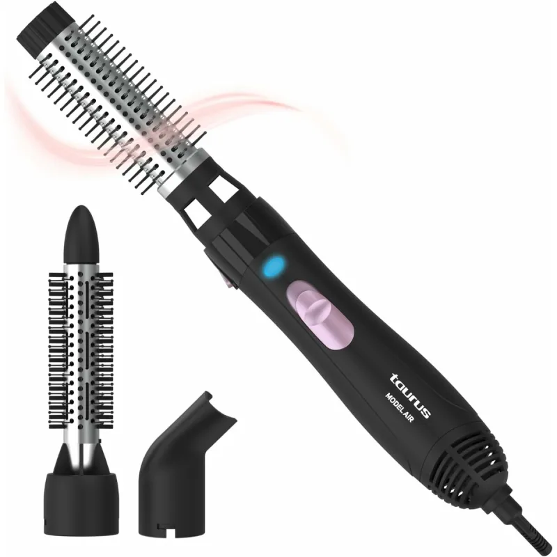 Taurus - Moldeador de Pelo Model Air 1200W | Distribución de Calor 360º | 3 Velocidades y Temperaturas | Accesorios Intercambiables | Diseño Compacto y Portátil | Punta Fría y Base Antideslizante