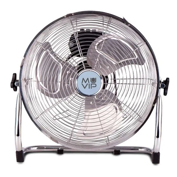 MUVIP - Ventilador de suelo industrial (100 W, 3 velocidades), color plateado