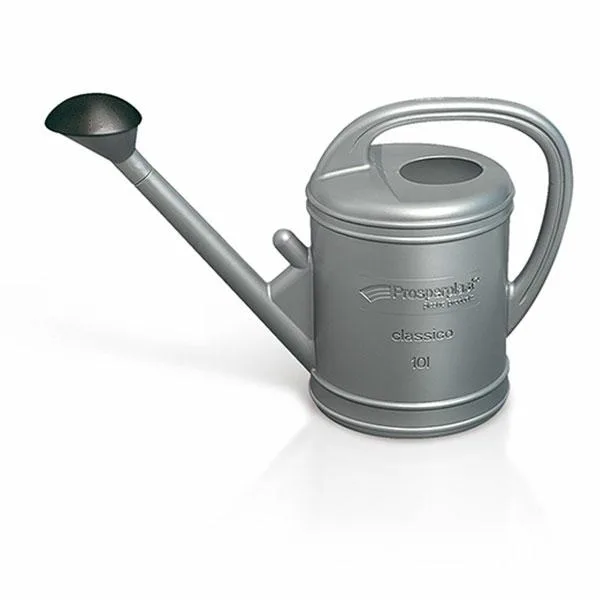 Regadera de plástico ovalada plateada 10 L Classic para riego de plantas