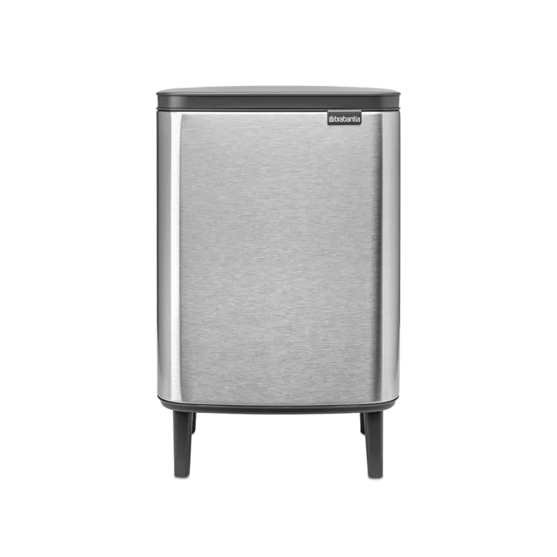 Brabantia - Cubo de basura Bo Hi 12 L con tapa de cierre suave, interior extraíble y asa de transporte - Adecuado para baño, dormitorio y oficina en casa - Matt Steel Fingerprint Proof