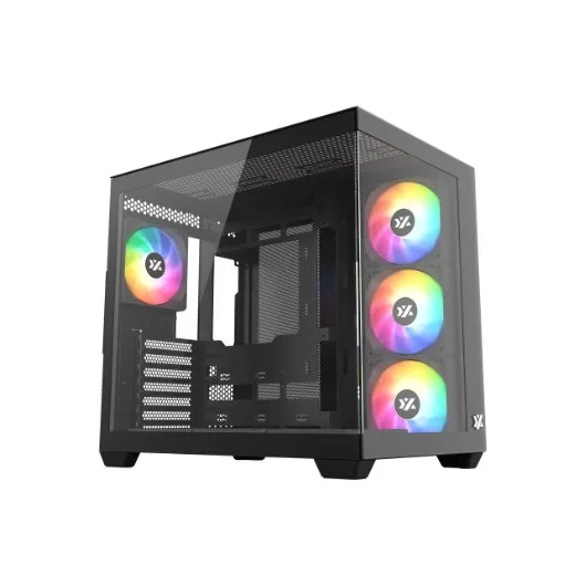 XYZ TESSERACT X, TORRE GAMING,DUAL CHAMBER, 7x VENTILADORES, CRISTAL,BTF, TYPO C, ATX, NEGRA
