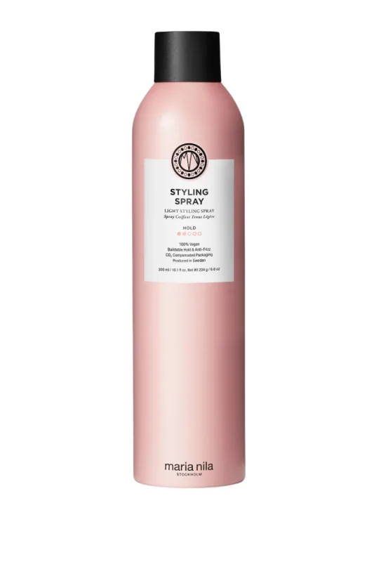 Maria Nila Styling Spray, 300 ml, Fijación 2/5, Reduce el Frizz, Antioxidantes Preservan el Color del Cabello, 100% Vegano y Sin Sulfatos ni Parabenos