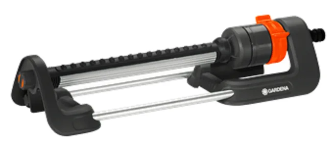 Aspersor oscilante Gardena Aqua M: aspersor para regar Superficies de Entre 110-250 m², Radio de Alcance 8-18 m, amplitud de riego máx. 14 m, Filtro de Metal Integrado (18702-20)