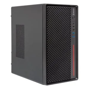 UNYKAch Caja de Ordenador Micro ATX NUMEN 300 Pro - 4 USB (2×3.0 + 2×2.0), Soporte ATX, GPU hasta 250 mm, Compacta Negra/roja, Ideal para Empresas, Comercios e Instituciones