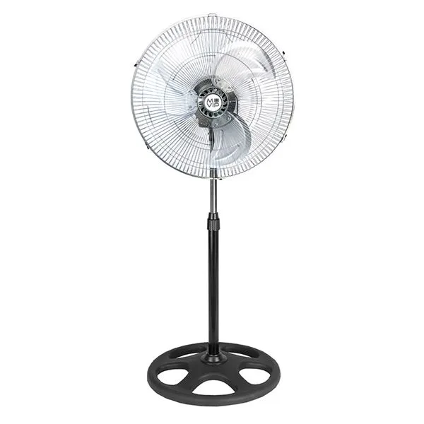 MUVIP - Ventilador industrial con pie (75 W, 45 cm, 3 velocidades), color plateado y negro