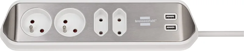 Brennenstuhl® Estilo - Regleta de 4 enchufes para Cocina y Oficina, con Sistema de Carga