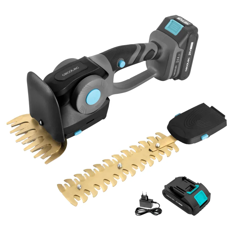 Cecotec Cortasetos a Batería de Mano 2en1 TitaniumSword 2120 Hand XL. Batería 21V, Motor sin Escobillas, Brushless, Cuchillas de Titanio, Incluye 2 Accesorios, Sistema de Seguridad