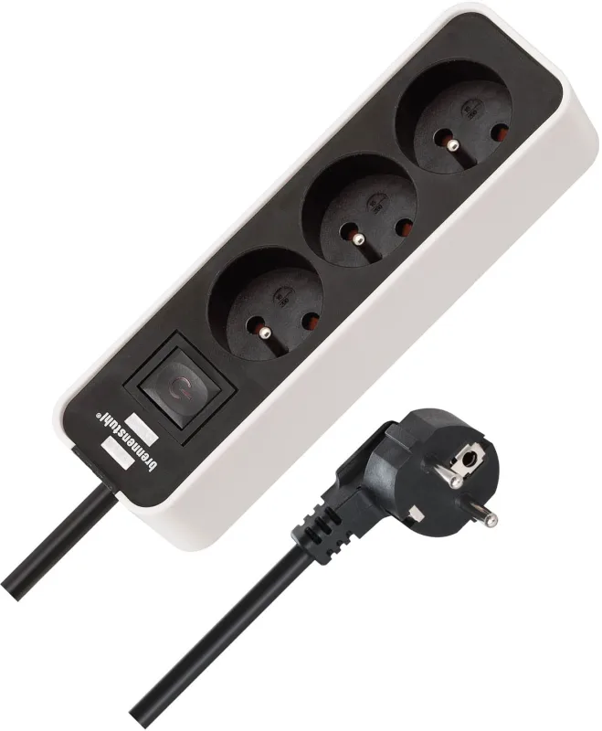 Toma ecolor de 3 vías, Caja de distribución con Interruptor y Cable de 3,00 m