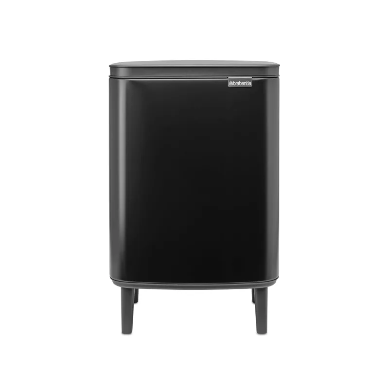 Brabantia - Cubo de basura Bo Hi 12 L con tapa de cierre suave, interior extraíble y asa de transporte - Adecuado para baño, dormitorio y oficina en casa - Matt Black