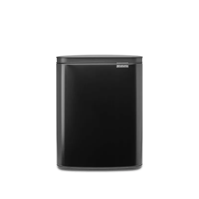 Brabantia - Cubo de basura Bo 12 L - Elegante y práctico - Tapa de apertura fácil y cierre suave - Higiénico, ahorra espacio - Asa de transporte - Para baño, oficina en casa y dormitorio - Negro Mate