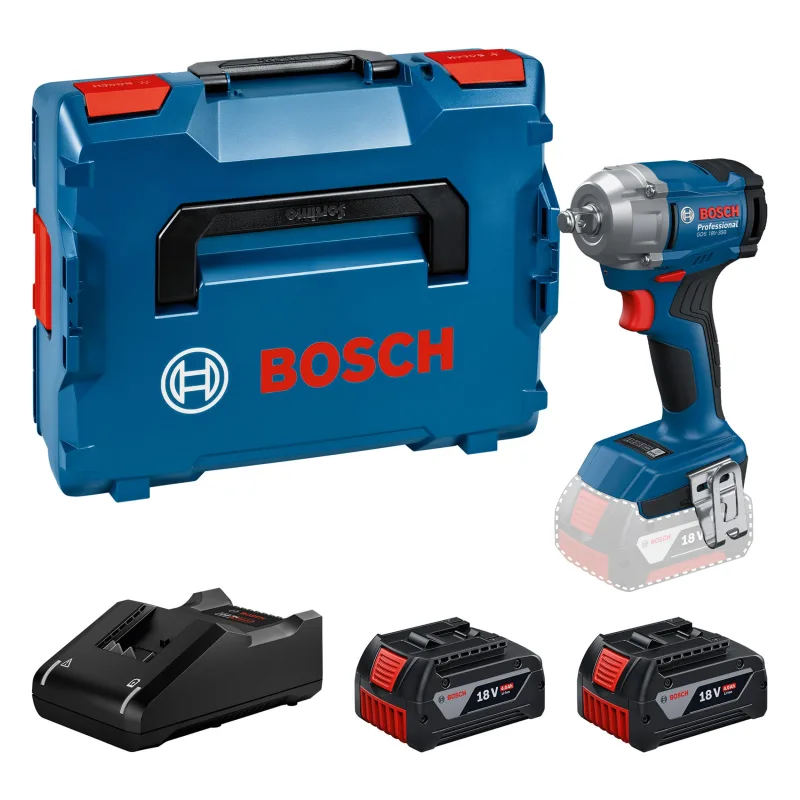 Bosch Professional 18V System llave de impacto a batería GDS 18V-350 (kit con 2 baterías de 4,0 Ah + GAL 1840, L-BOXX)