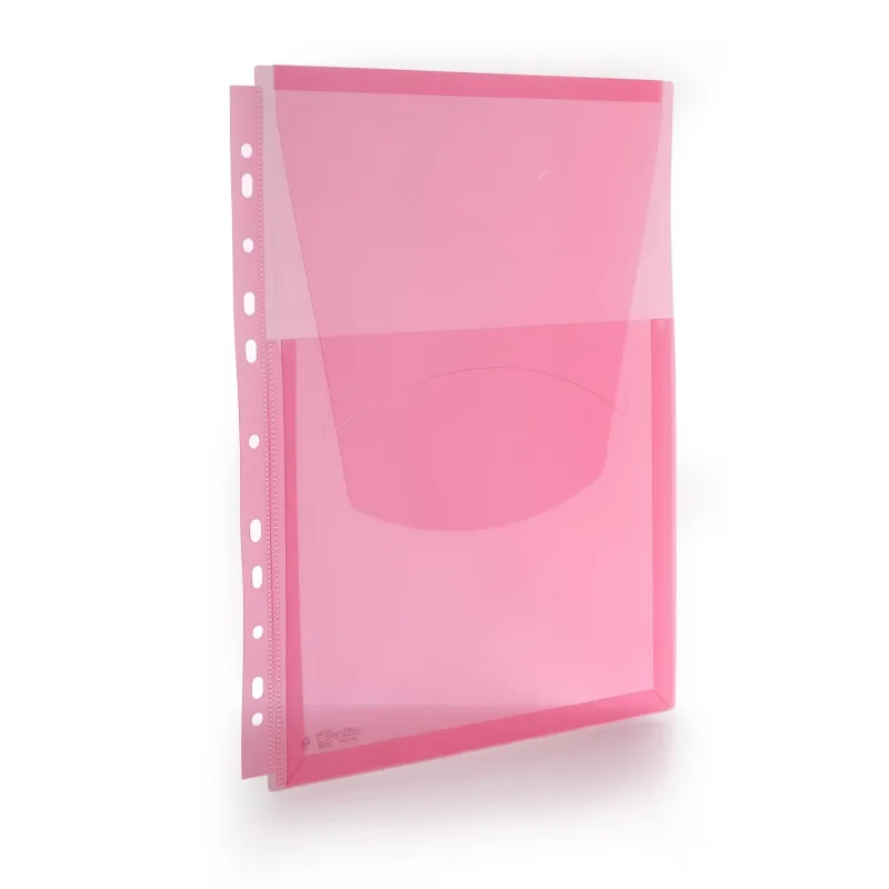 Pack 10 Dossier Bolsa para con fuelle de 2 cm de Gran capacidad y multitaladro para Archivar en anillas -Polipropileno 100% Reciclable de gran resistencia y Calidad by Office Box (Rojo)