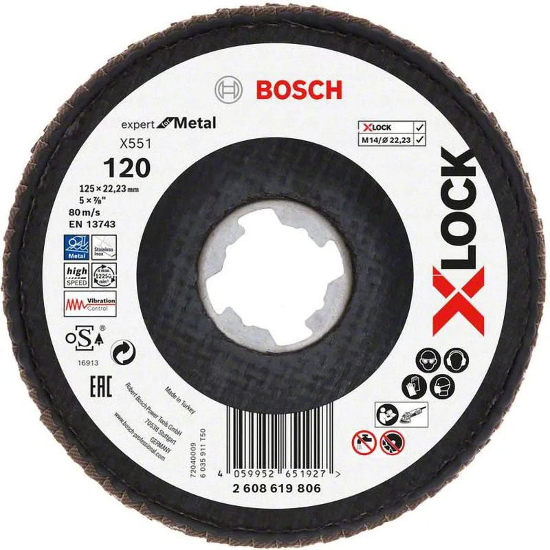 Bosch Accessories 2608619806 X551 Fächerschleifscheibe Durchmesser 125 mm Bohrungs-Ø 22,23 mm